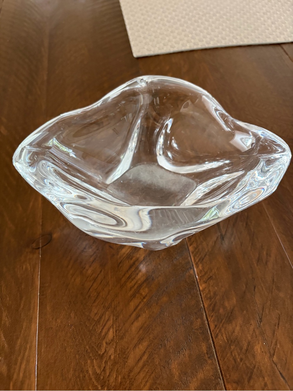 Daum France Crystal Vide Poche Catchall Dish 19.7cm Organic Art Glass